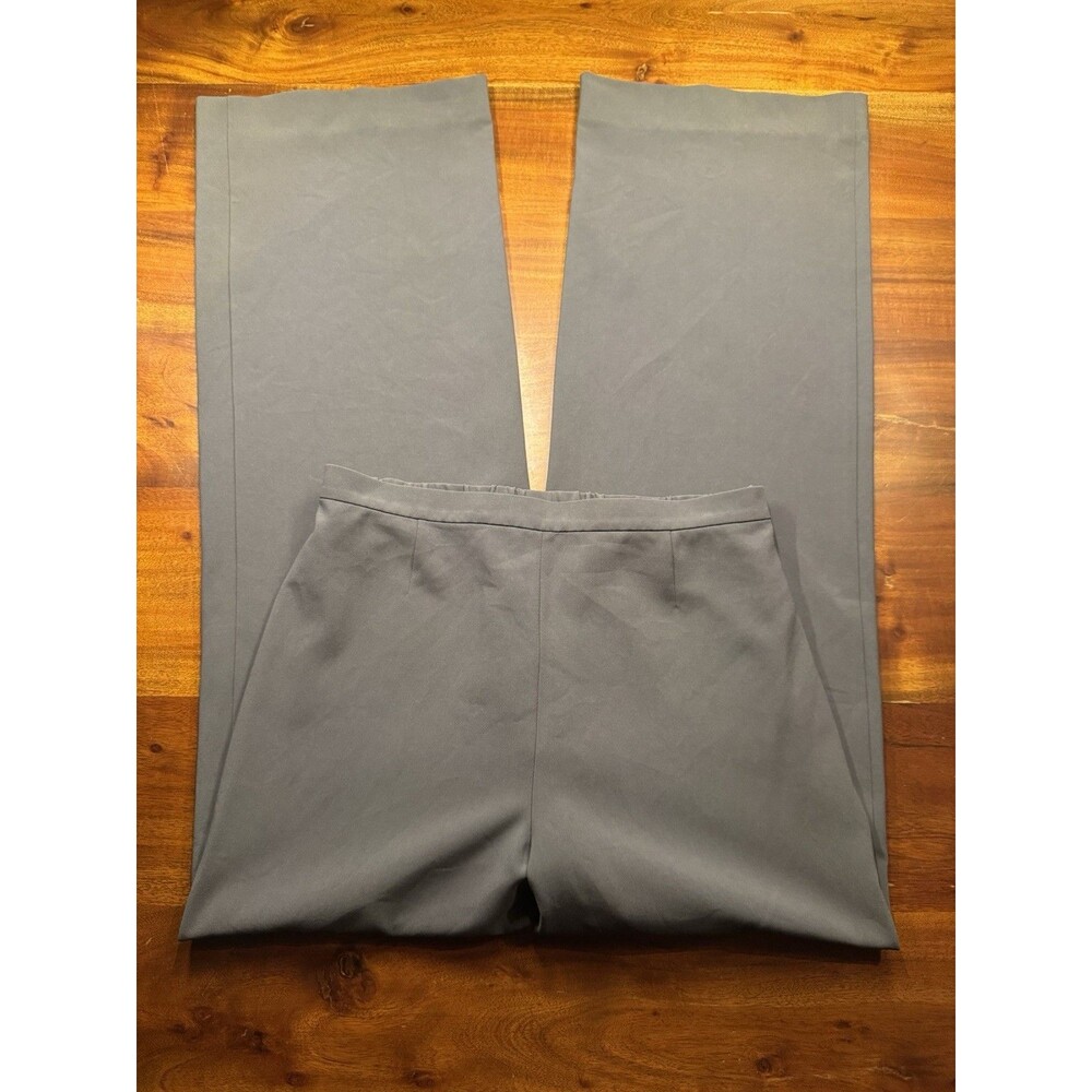 St John Gray Wide Leg Knit Pants Size 10 High Rise Career Trouser Pants